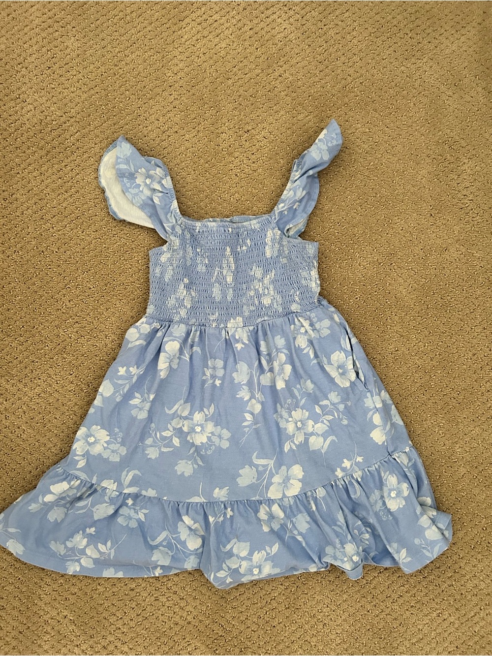 Old Navy Light Blue Floral Sundress with Ruffle Hem